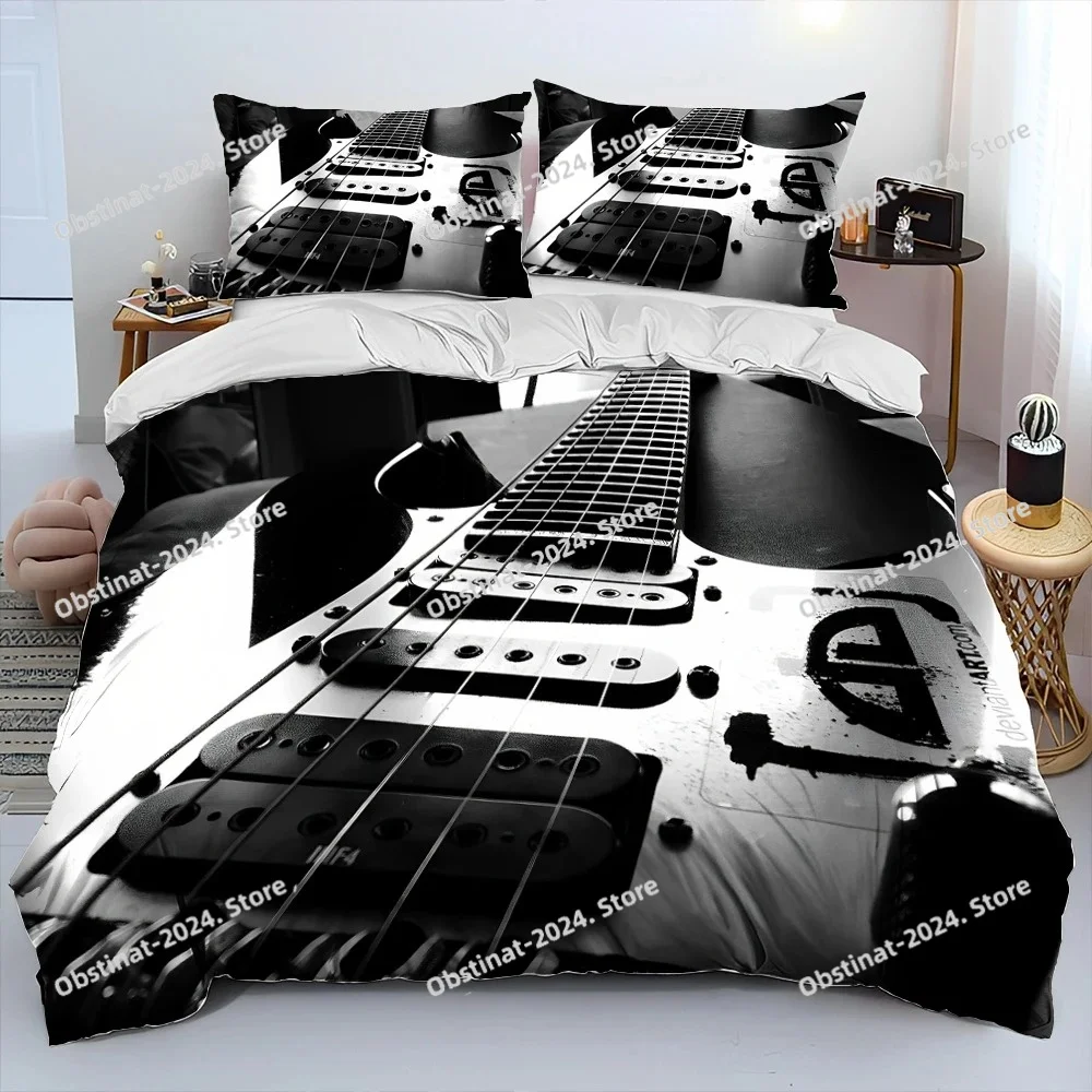3D Classical Guitar Electric Guitar Comforter Bedding Set Printed Bed Set Duvet Cover Sheet Pillowcase Bed Full Queen King Size