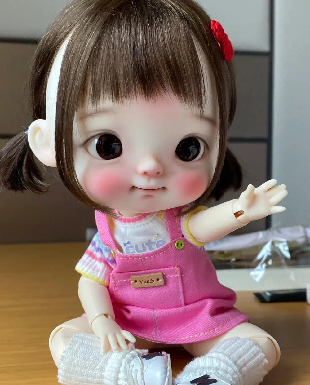 2024 New SD BJD 25CM girl yuanbao Meng Qbaby Big head Resin Doll Fashion Doll Gift Spot makeup free shipping