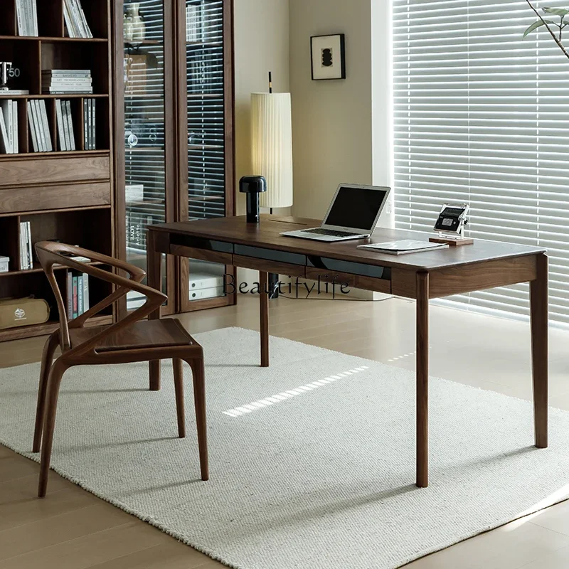 FG44All solid wood double learning and writing computer desk office Nordic modern home dining table