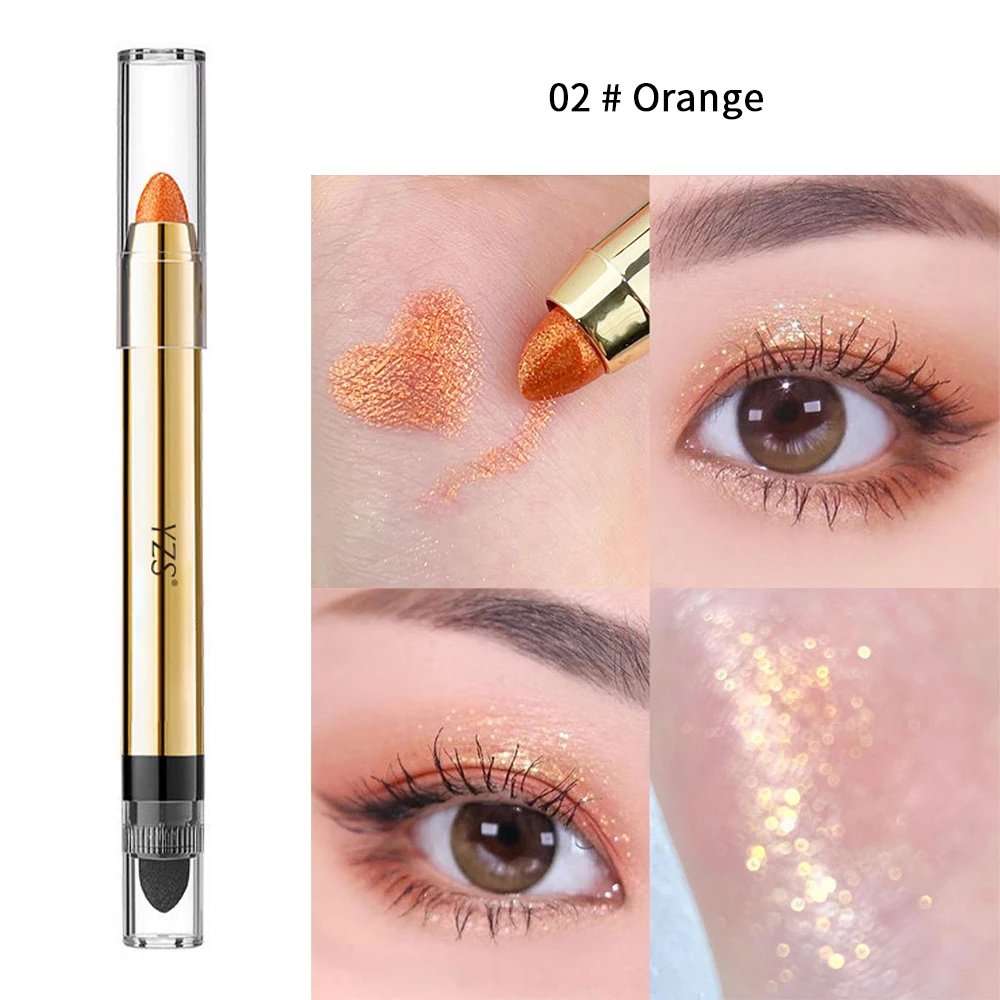 Lápiz de sombra de ojos nacarado, resaltador de Ojos de larga duración, brillo brillante, palo de sombra de ojos 2 en 1, herramienta de maquillaje de ojos colorida a prueba de agua