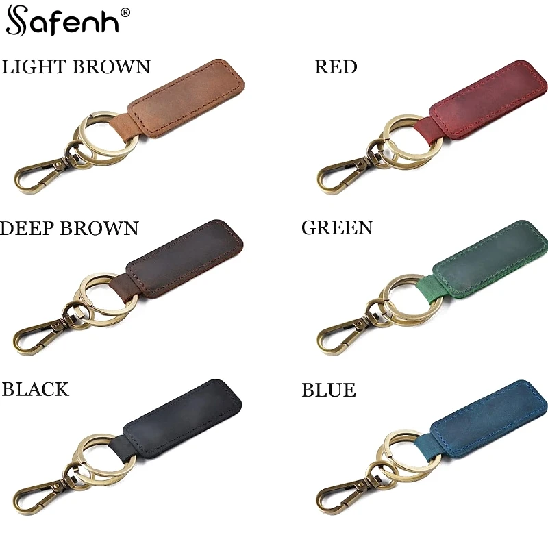 1PCS Genuine Leather Retro Cowhide Keychain Metal Lobster Clasp Pendant Fashion Personalized Anti-lost Car Keyring Keyholder