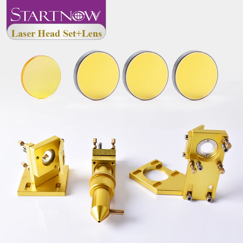 Startnow DIY CO2 Laser Head Set 12mm 18 Focus Lens & 20mm Mo Si Mirror Laser Integrative Mount Holder For 4060 K40 Laser Machine