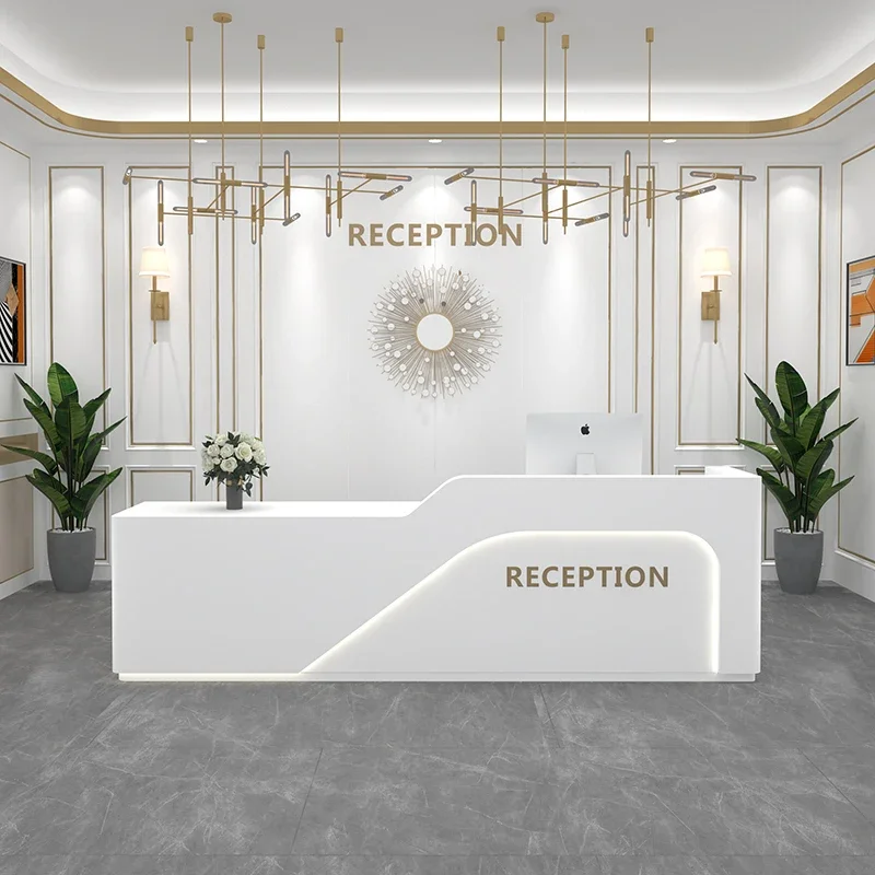 Reception Desk Luxury Plexiglass Furniture Salon Bar White Church Pulpit Moveable Hairdressing Counter Party Bureau Restaurant