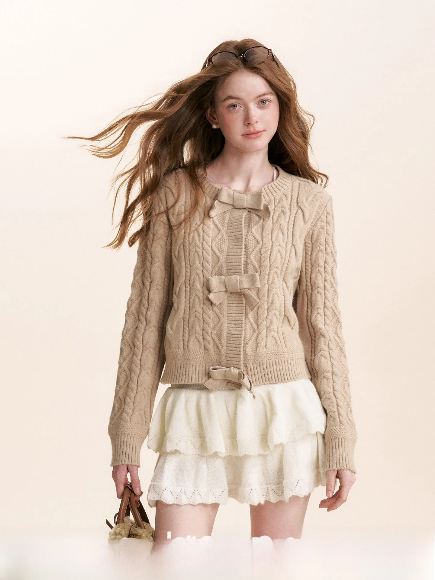 

Вязаный кардиган Kroche Winter Letter, свитер ручной работы с цепным стежком и 3D-узлом, свободный крой...