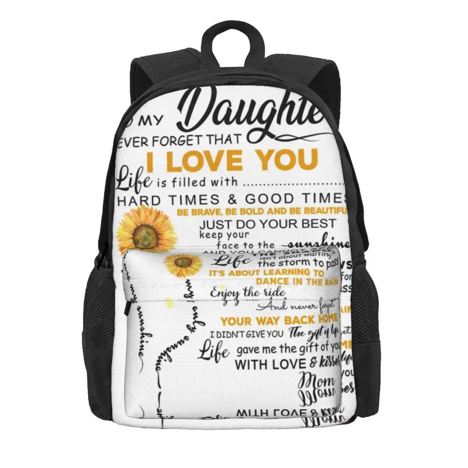 Sunflower To My Daughter Hot Sale Schoolbag Backpack Fashion Bags Sunflower To My Daughter