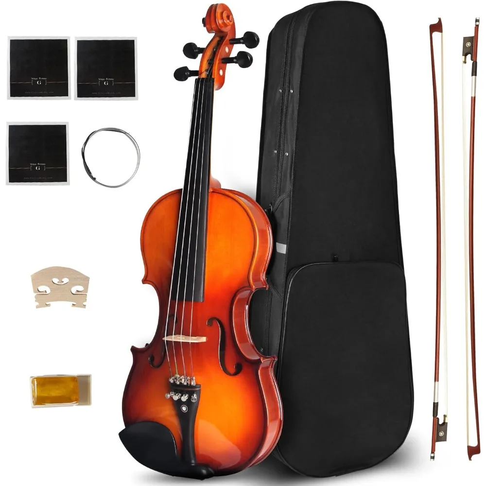 

Violin For Beginners, Size 1/2 ,Solidwood Ebony Fitted Violins with Strings, Stringed Musical Instruments, Starter Violin Kit