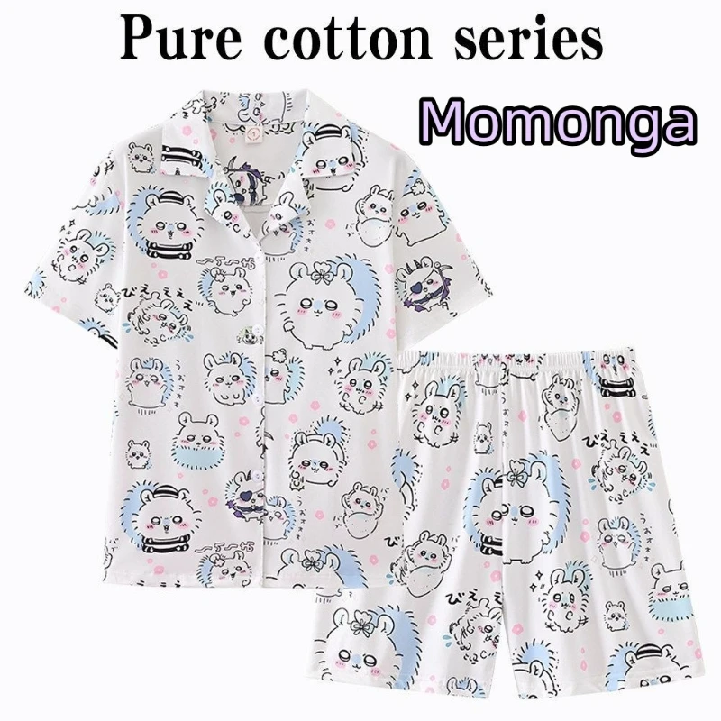 

Anime Chiikawa Momonga Summer Cotton Short Sleeve Pajama Set Couple Cartoon Kawaii Cute Soft Breathable Lightweight Gifts