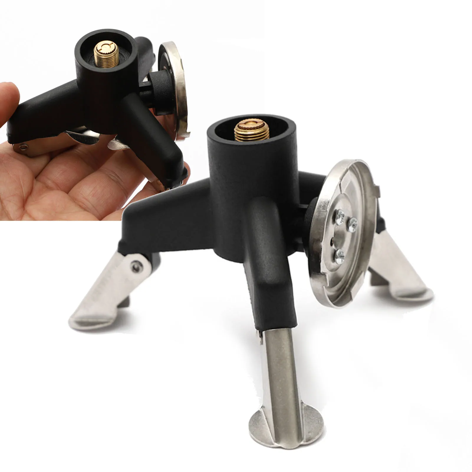 Stove Tripod Adapter Easy Connection Stable Support Stove Conversion Head Self Locking Stainless Steel and Plastic for Hiking