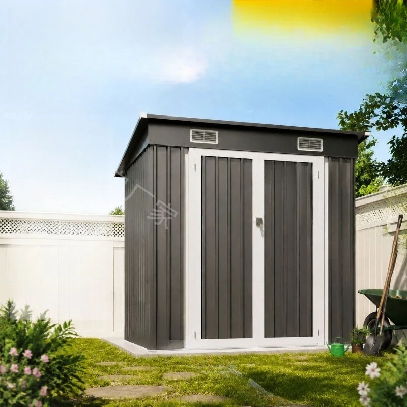 Outdoor storage Outdoor metal storage, sundries tool room, courtyard storage shed Multifunctional garden sun and rain protection