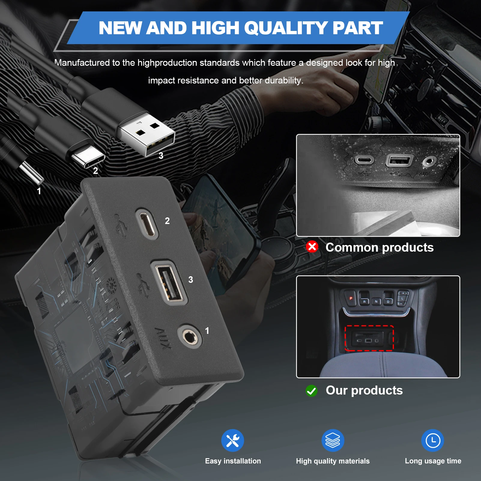 

USB Port Audio Player Receptacle for Malibu Equinox 2019-2024 Terrain 2018-2019 Encore GX 2020-2023 84260037 13512372