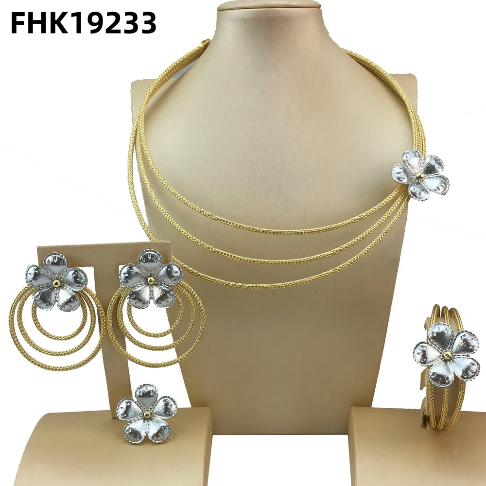 

Latest Unique Necklace Brazilian Jewelry Sets For Women Party Bridal Jewelry FHK19233