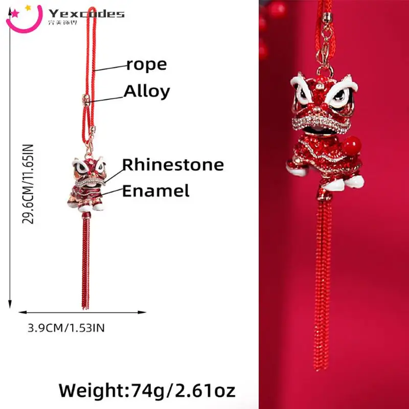 Lion Culture Send Friends Auspicious Lion Kirin Red Rope Pendant Car.Bag.Key Pendant Guochao Style Handmade Fine Indoor Pendant