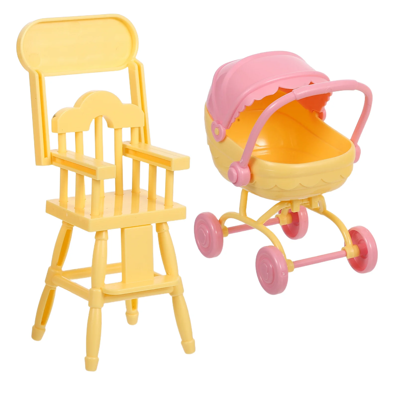 1 ensemble de chaise haute Miniature pour poussette de bébé, facile à nettoyer, matériau ABS, encourage les compétences verales, narration créative