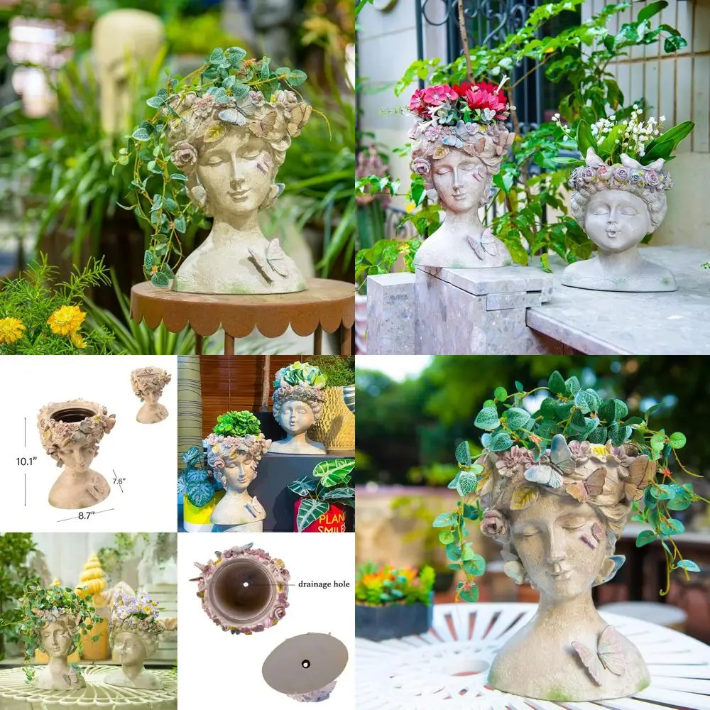 

ace lower Pot -Planters Succulent - 10-дюймовый садовый сеялка из смолы с дренажным отверстием или комнатным и наружным растением 7,75 * 6,75