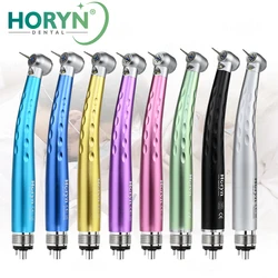 Colorful Dental High Speed 350000rpm Air Turbine Handpiece Standard Head Push Button 4 Water Spray 2 4 Hole With LED