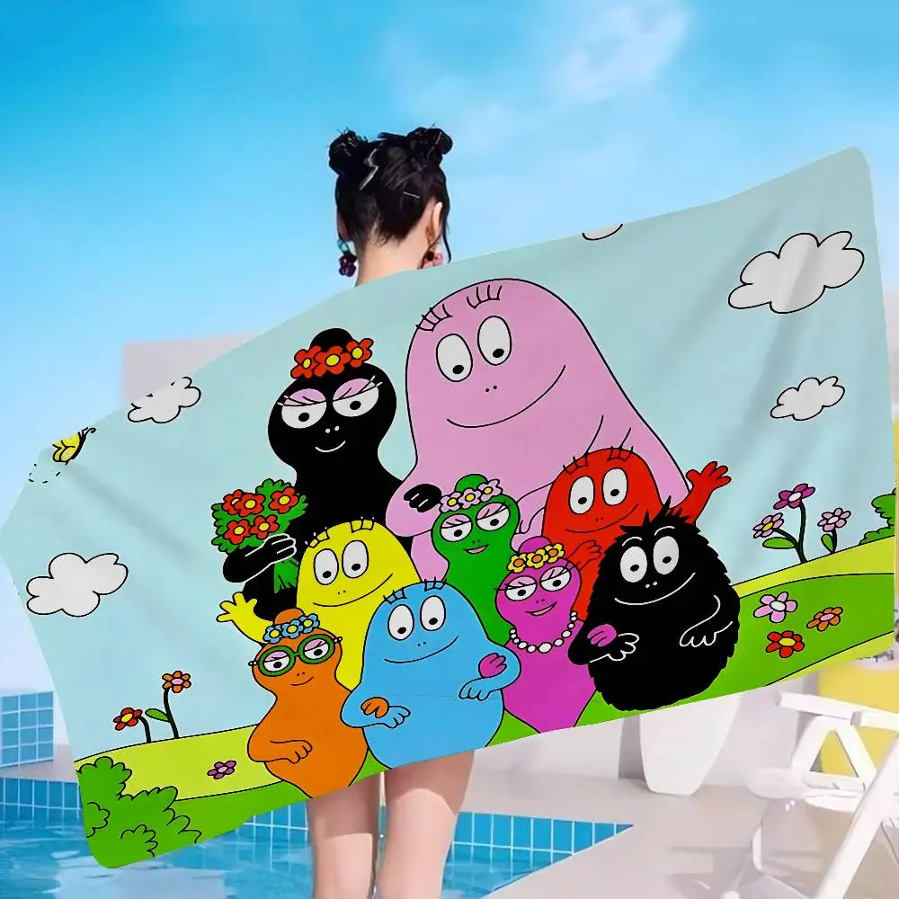 Children Barbapapa Anime Beach Swimming Towel Soft Absorbent Washcloth Children's Gifts for Kids Travel Camping Gym