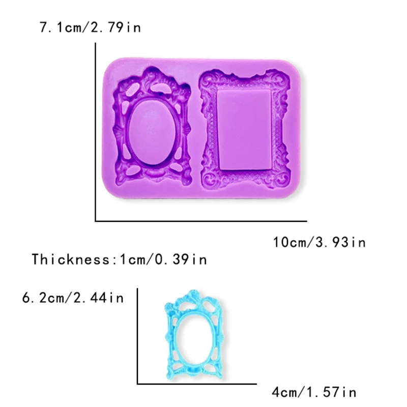 Europejska rama lustra seria silikonowa forma narzędzie do dekoracji ciast obręcz sukienka wzór czekolada DIY forma do cukierków