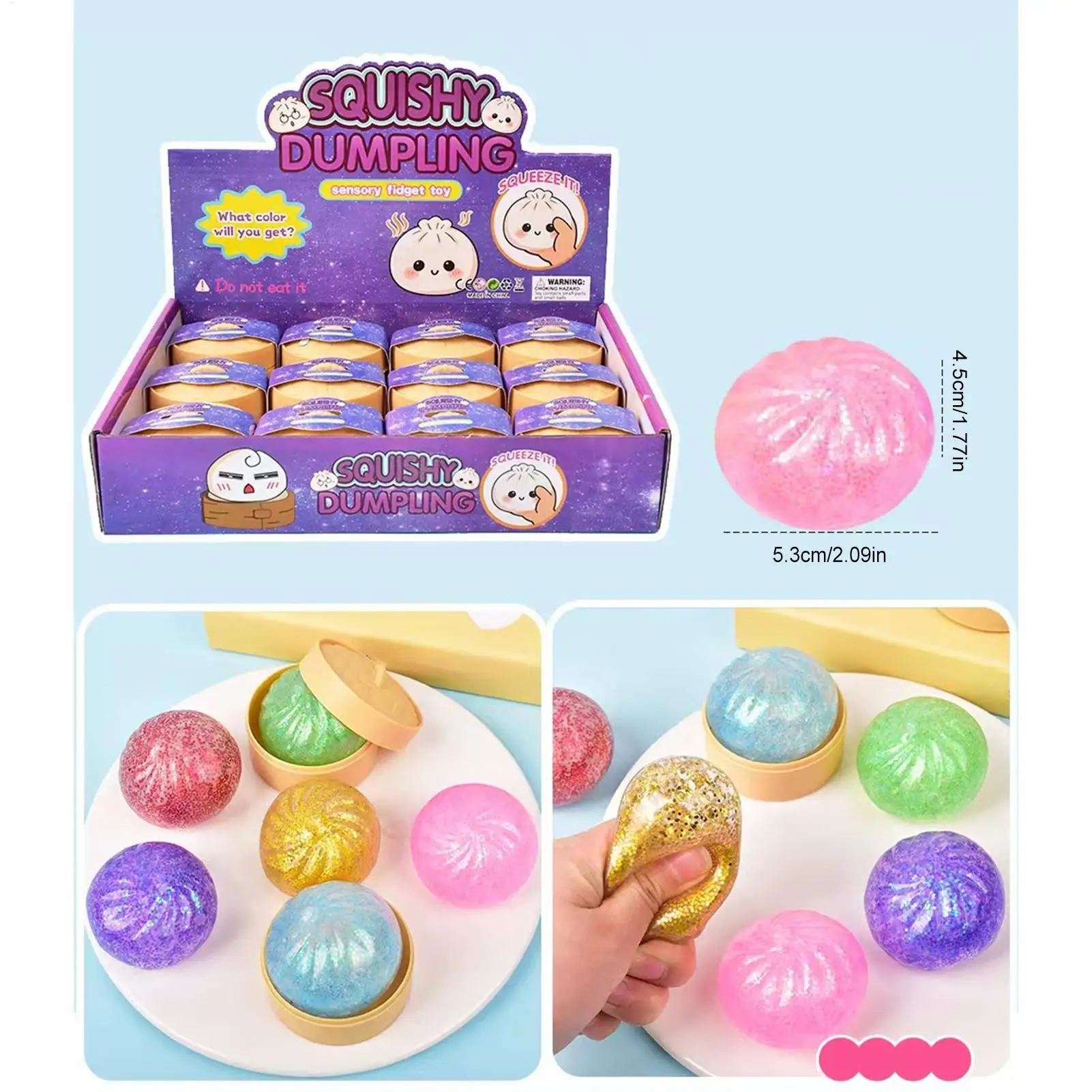 Sensory Squeeze Toy Calming Stretchy Relaxing Gadget Funny Squeeze Toy Dumpling Shape for Boys Girls Students Adults Classroom