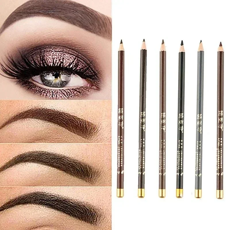 قلم حواجب 6 ألوان مقاوم للعرق مقاوم للماء يدوم طويلاً قلم حواجب بني وأسود بشكل طبيعي أقلام حواجب غير تلطخ