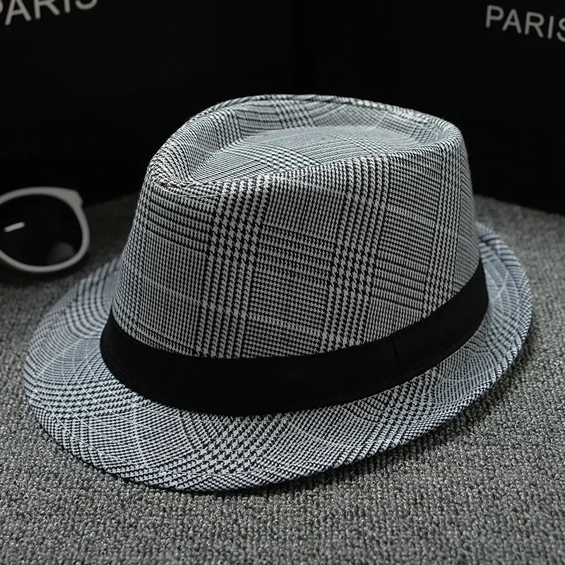 2022 New Spring Summer Retro Men's Hats Fedoras Top Jazz Plaid Hat Adult Bowler Hats Classic Version Chapeau Hats