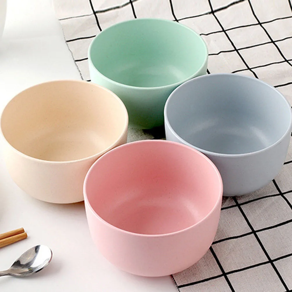 

8Pcs Bamboo Fiber Rice Bowls Simple Color Design Food Serving Soup Salad Bowls Lightweight Home Use Soup Bowl Fruit Bowl