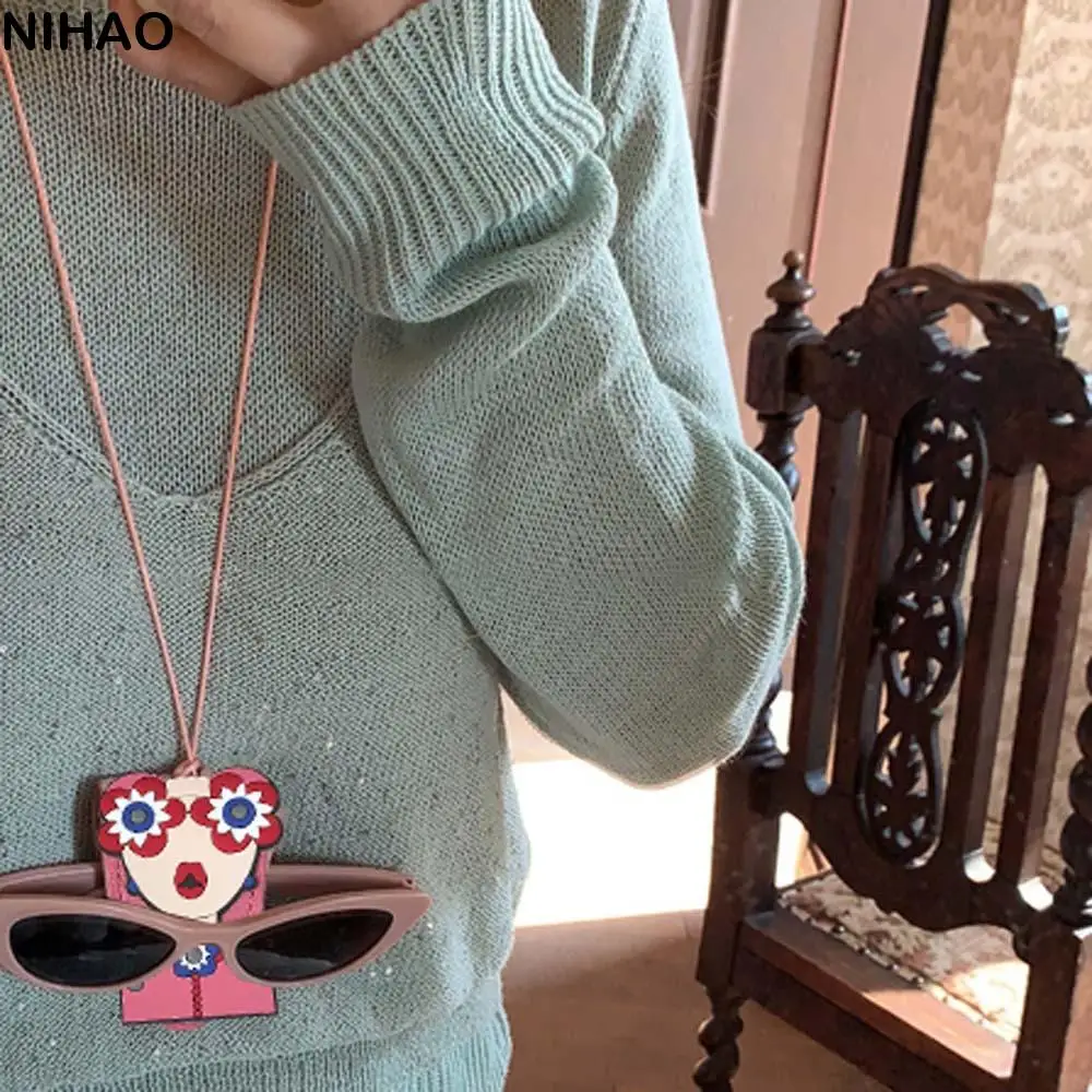 

Anti-lost Hanging Neck Glasses Clip Embroidery Anti-scratch Leather Sunglasses Storage Necklace Sewn Lightweight