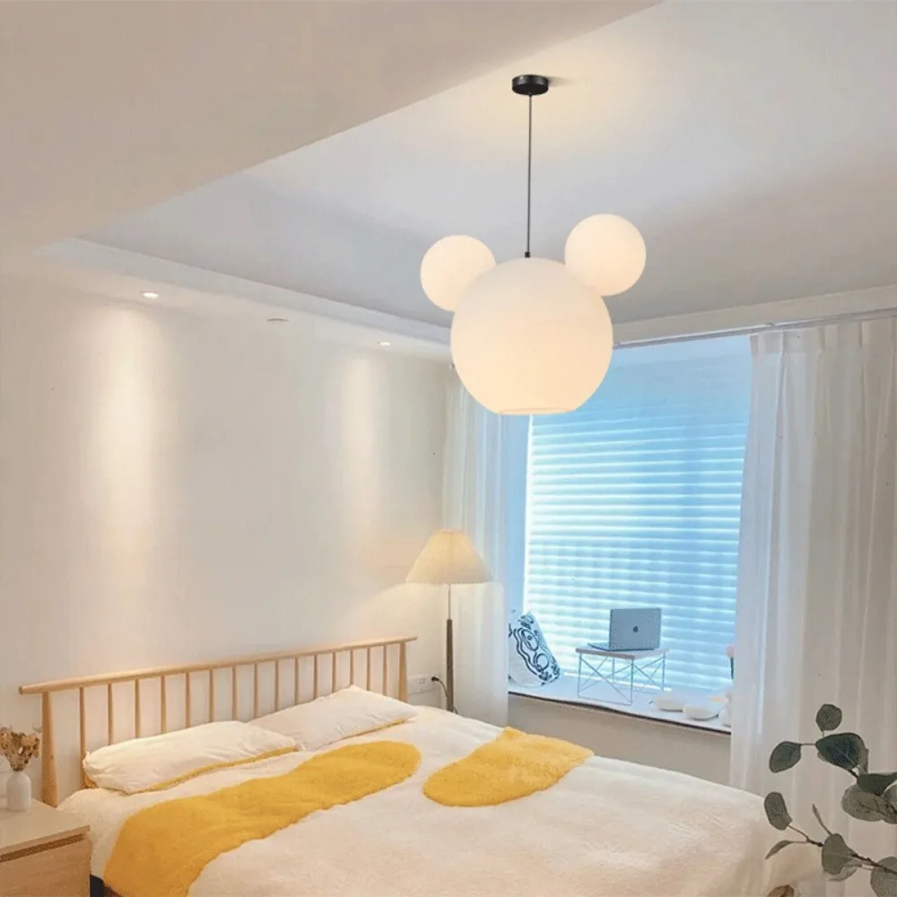 Nordic Light Luxury Modern Minimalist Mickey Cartoon Room Home Decoration Chandelier Children's Room Girl Boy Bedroom Lamp