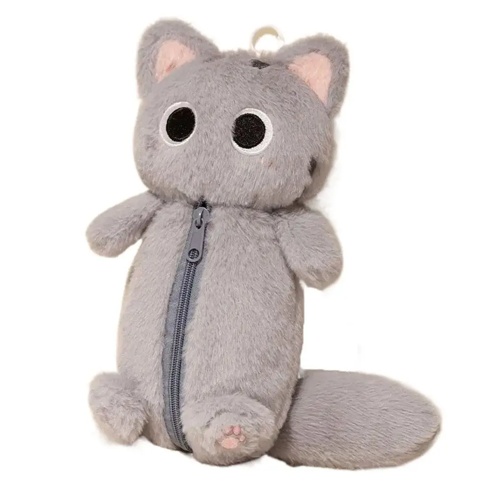 

High Quality Large Capacity Pen Bag Plush Multifunctional Pencil Case Cat Stationery Organizer