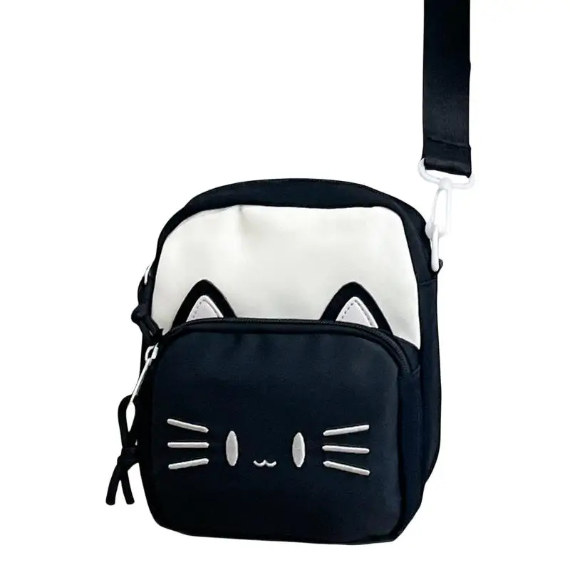 Niedliche Katzen-Stickerei Umhängetasche Schultertasche Lässige Mini-Handytasche für Mädchen Teenager Tägliche Outdoor-Reise – Detail 6