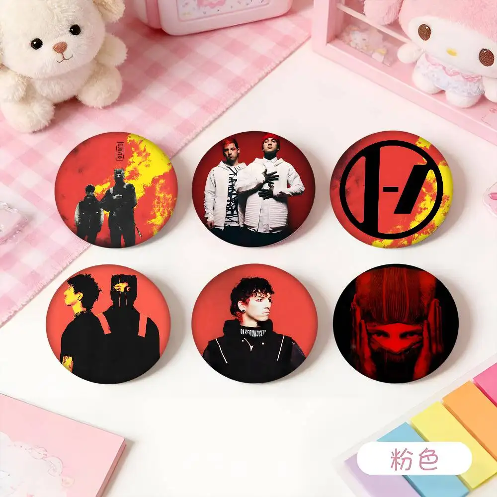 1pc T-Twenty One Pilots Band Cartoon Style Badge Brooches On Backpack Decoration Round Enamel Pins For Accessorys