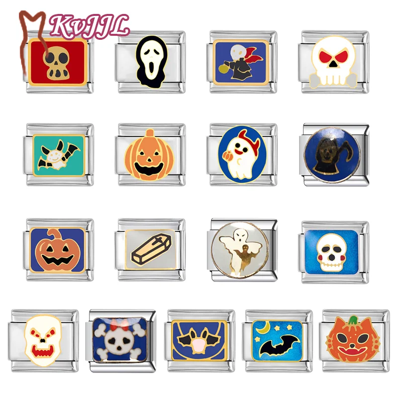 سحر الإيطالية سلسلة سوار هالوين نمط الخرز اليقطين شبح الخفافيش العنكبوت سحر صنع DIY مجوهرات زوجين الهدايا #4