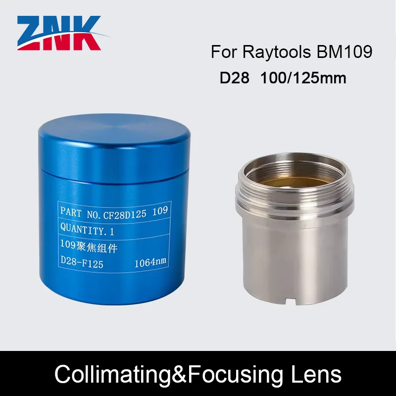 ZNK BM109 Collimating & Focusing Lens D28 F100 F125mm with Lens Holder f for Raytools Laser Head BM109