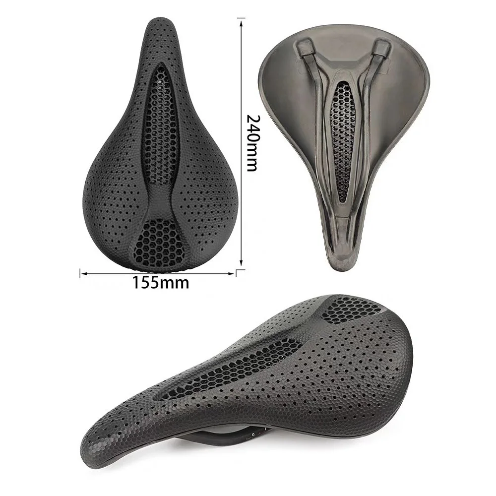 

3D Printed Carbon Full Fiber Bicycle Saddle, 155MM Road Mountain Bike Saddle Carbon MTB Seat