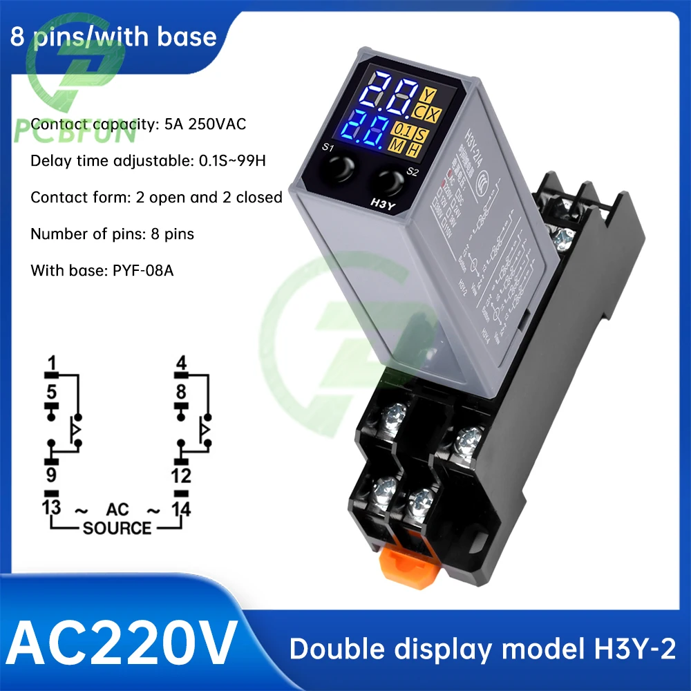 H3Y-2 4 Digital display time relay JSZ6 Power delay Power delay cycle control adjustable 220V 110V DC24V DC12V timer relay