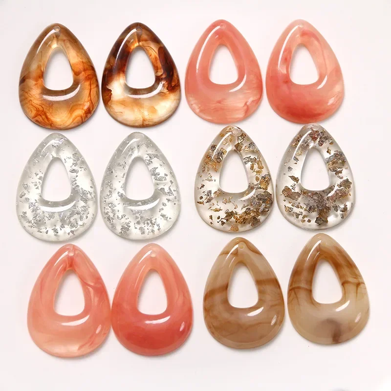 5pcs Geometric Drop-shaped Blooming Gold and Silver Foil Hollow Frame Diy Resin Accessories Earrings Material