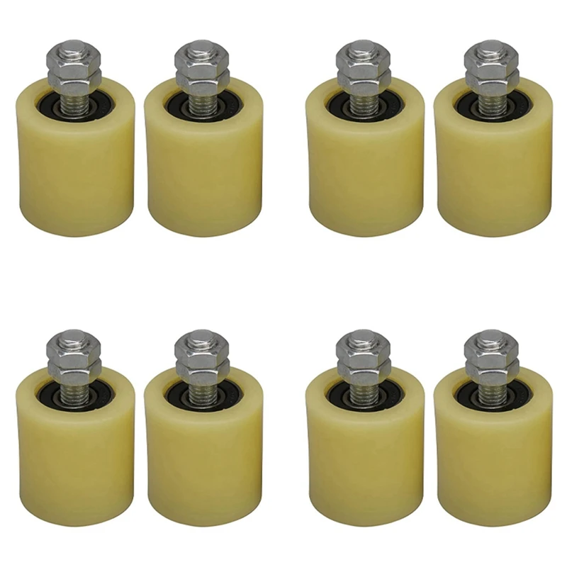 8PCS 48X50mm Yellow Silver Nylon Steel Flat Roller Bearing Guiding Wheel 6201 M12 Screw For Electric Door Sliding Gate