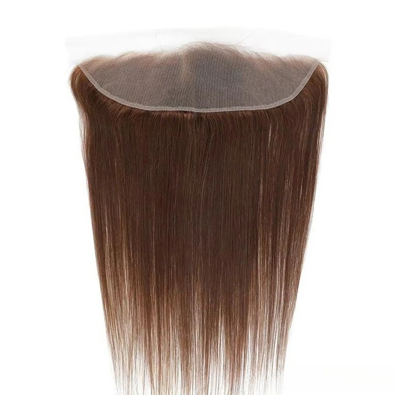 10-20 pulgadas marrón claro # 4 cabello humano recto 13x4 con encaje frontal de extremo completo cabello virgen brasileño prearrancado 150% de densidad