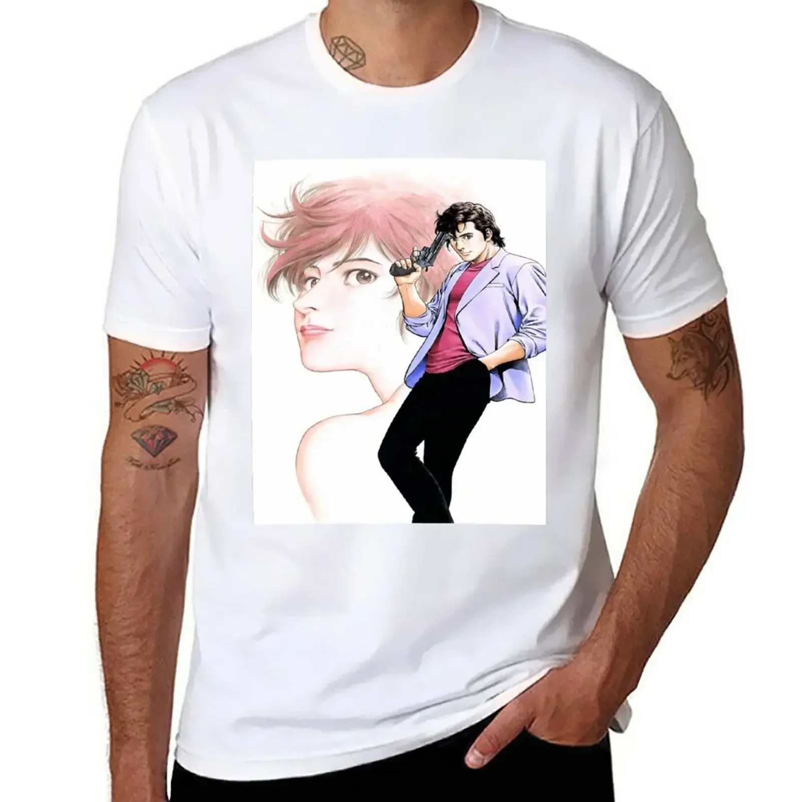 City Hunter Nicky Larson Ryo Saeba & Kaori TShirt Blouse funnys t shirts for men cotton mens designer clothes new in tops & tees