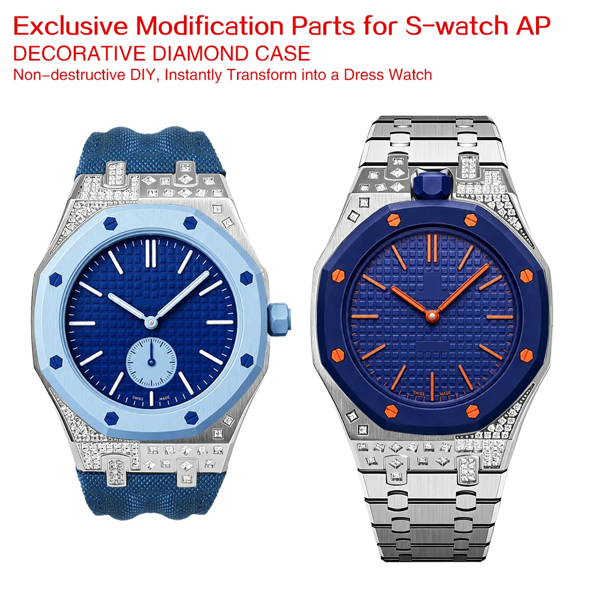 Compatible with Swatch pocket watch diamond case rubber strap modification accessories.