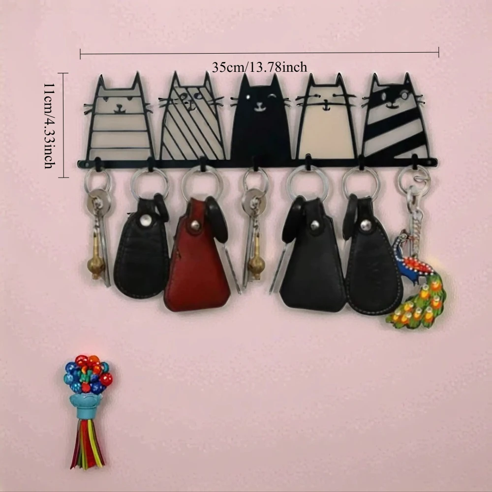 Eleganter Katzen-Wandhaken aus Metall – einfach zu installierende, stilvolle Garderobe im schwarzen Katzen-Design für Hüte, Handtücher, Schlüssel, perfekte moderne Heimdekoration