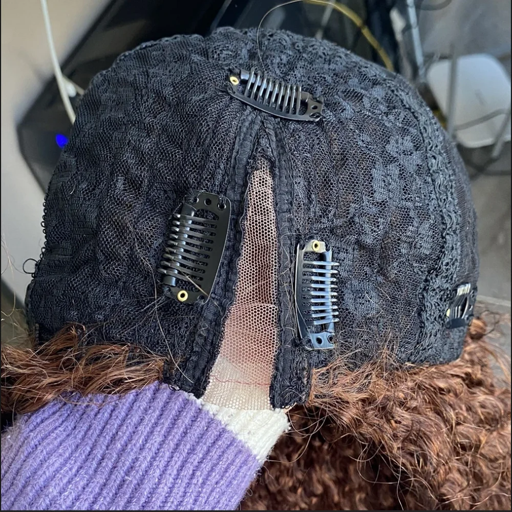 Helles Aschbraun mit Highlights, locker gewellt, 100 % Echthaar, 1x4-Größe, U-Teil-Perücken, klebefrei, 200 Dichte, V-Teil-Perücken, verstellbar mit Clips – Detail 4