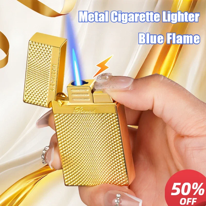 

Newest Mellow-sounding Metal Straight-in Lighter Carved Windproof Steel Tone Inflatable Cigarette Lighters & Smoking Accessories