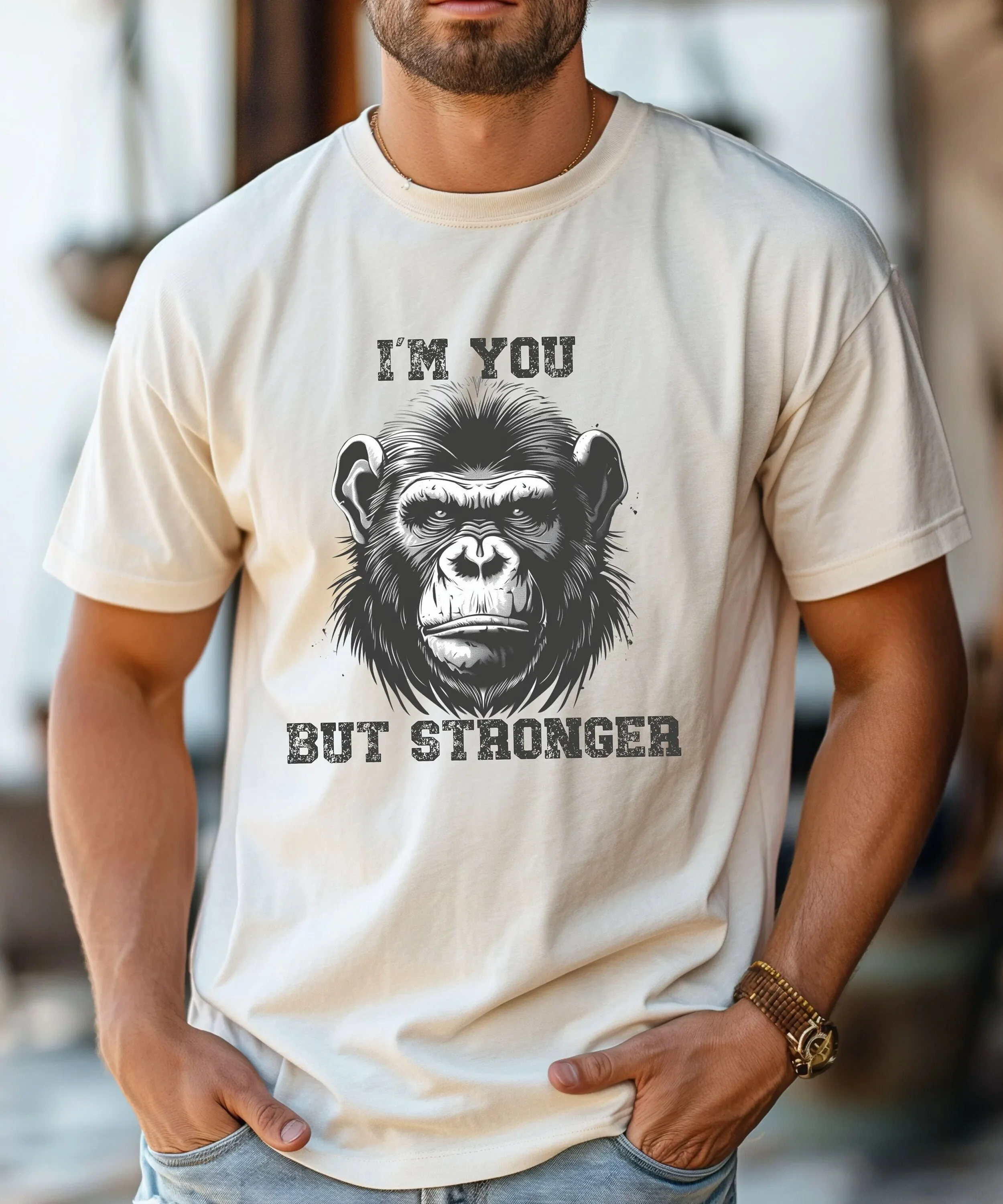 I m you but stronger gorilla monkey shirt Gym Motivation T WorkouT Fitness Ape funny meme