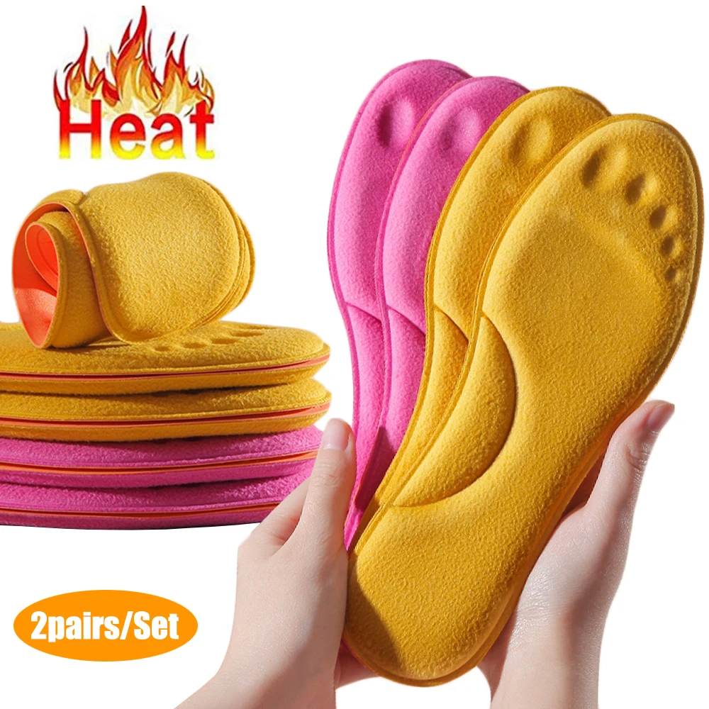 2 Pairs Self Heating Insoles for Shoes Women Men Orthopedic Insoles Comfort Memory Foam Warm Insoles for Winter Boots Shoe Sole