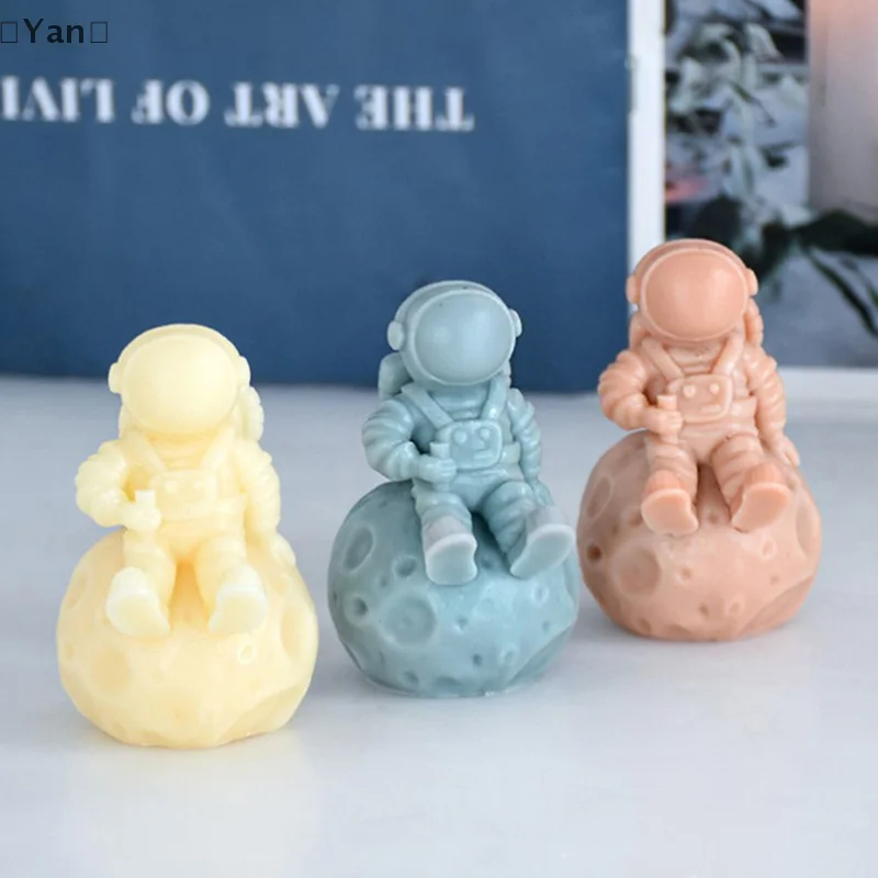 3Dシリコーン宇宙飛行士型,日曜大工の月のキャンドル,石鹸,樹脂,チョコレート,角氷,家の装飾