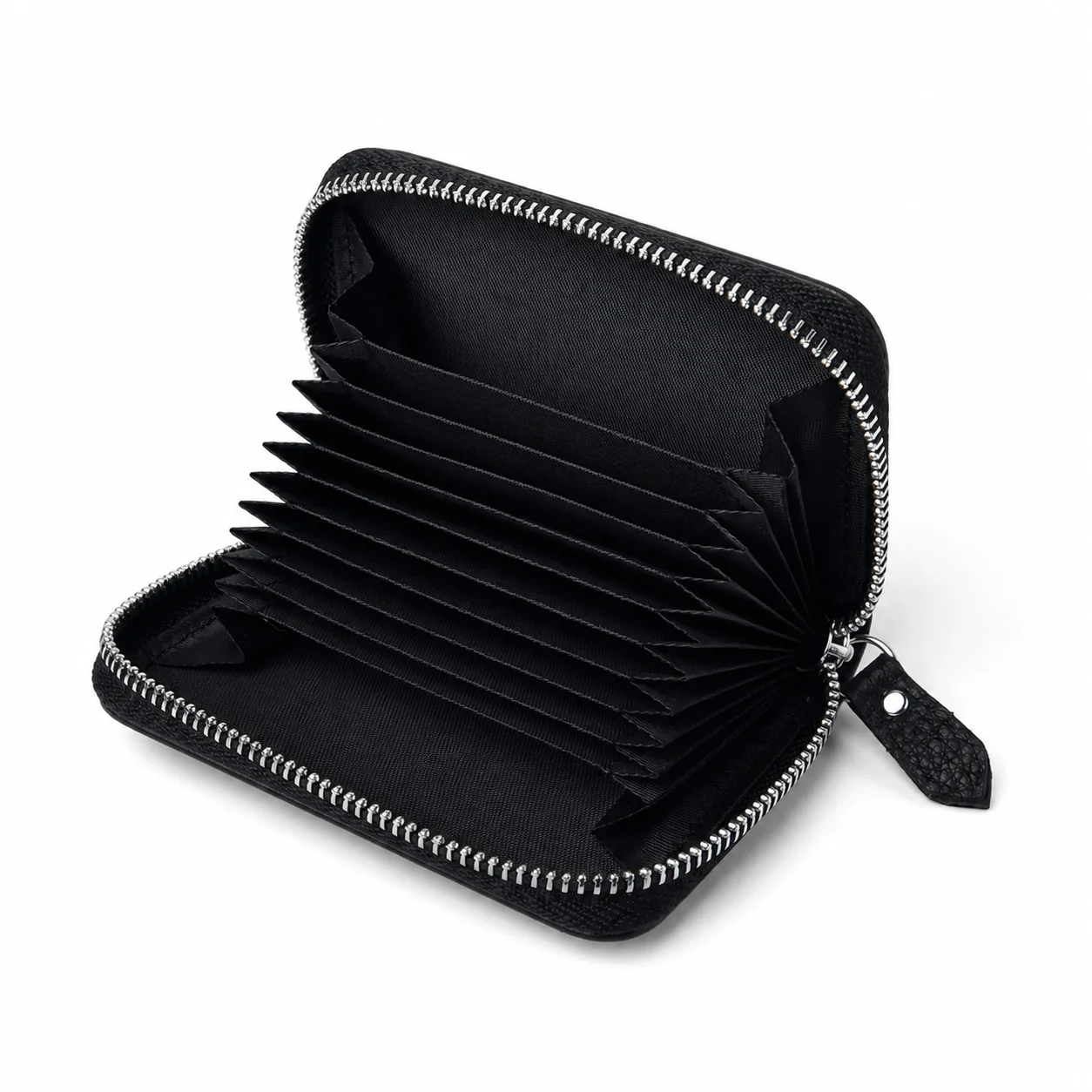 Genuine Leather Accordion Card Holder Wallet Men Women Compact Zipper Wallet with Multiple Card Slots Slim Mini Coin Purse Top G