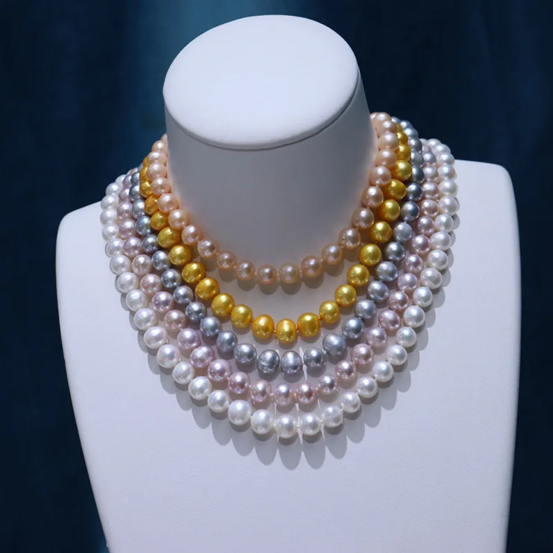 Factory Wholesale Live Delivery Fresh Water Pearl Necklace Classic Mother Chain Goddess Festival Mother's Day Gift