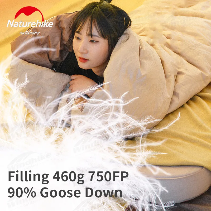 Naturehike Camping Ultralight Goose Down Sleeping Bag 460g Filling 750FP Keep Warm Soft Outdoor Travel Portable Down Quilt