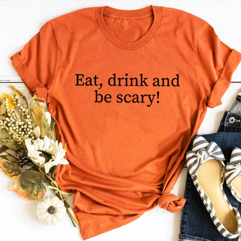 

Minimalist Halloween Shirts Be Scary T-Shirts Women Funny Graphic Tees Spooky October 2025 Funny Halloween Tees