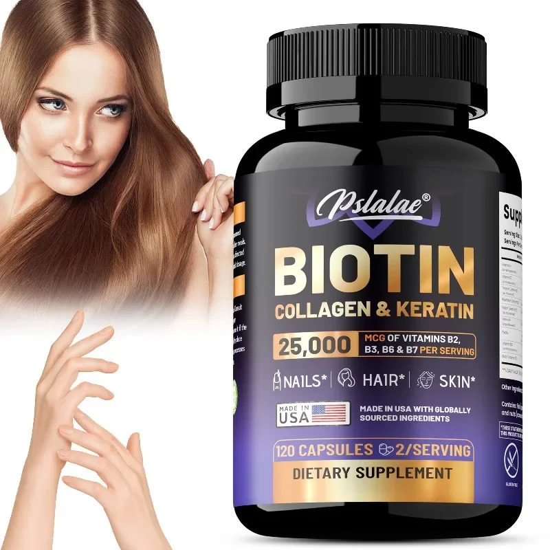 Suplemento de queratina y colágeno de biotina: apoya la salud de la piel y las uñas, promueve el crecimiento del cabello y mantiene la vitalidad saludable